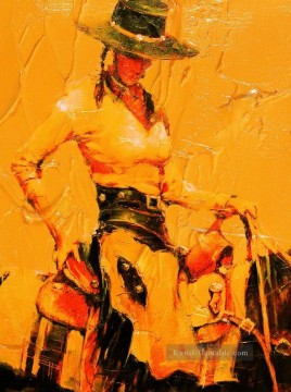 Originale von Toperfect Werke - rot cowgirl mit dicken Lacken Originale Westernkunst